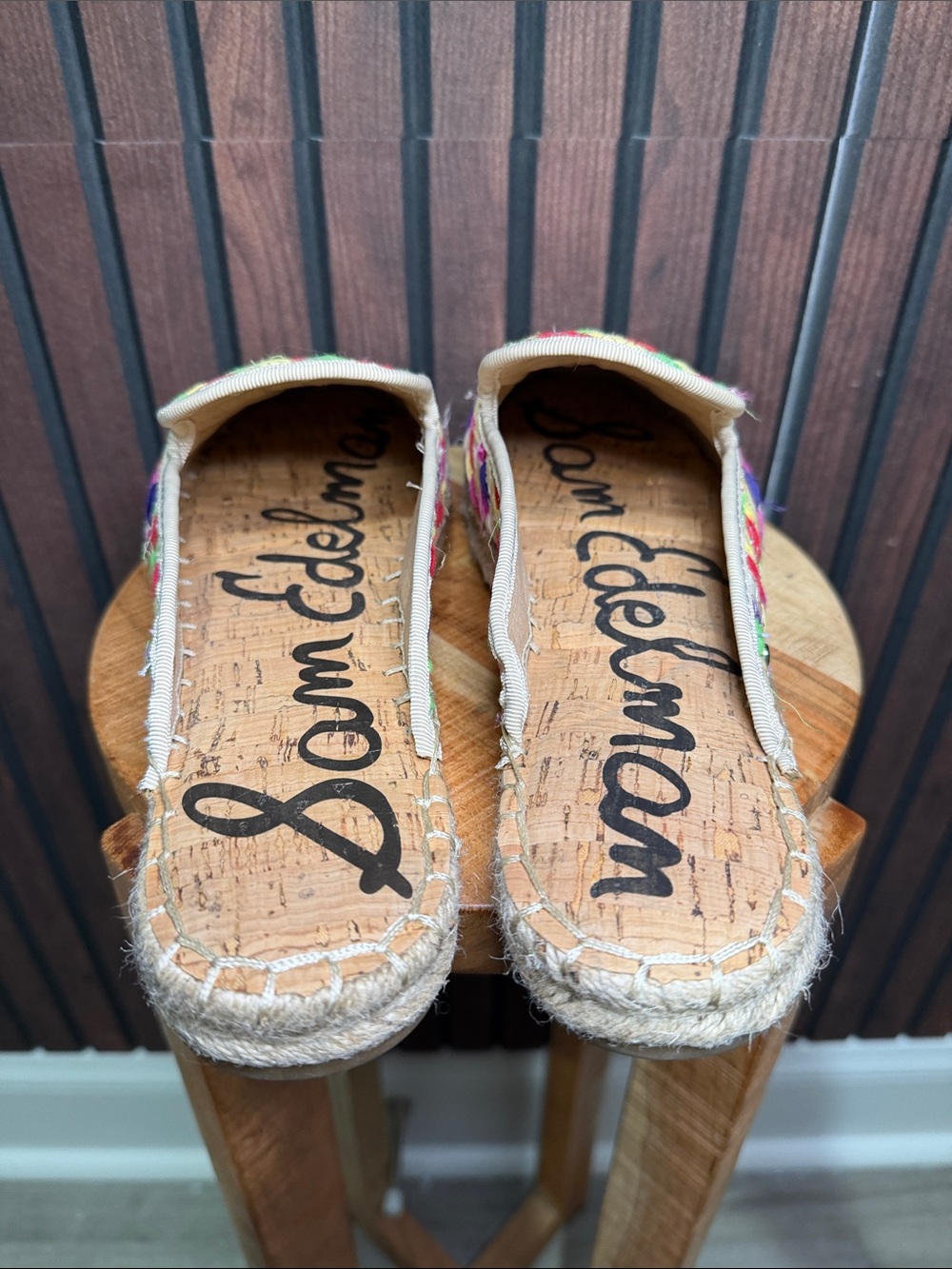 Sam Edelman Kerry Multicolor Woven Espadrille Mules Size 8.5 - Picture 2 of 6